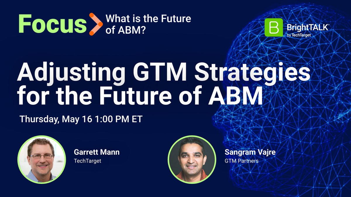 Join Sangram Vajre, Co-Founder and CEO of GTM Partners and Garrett Mann from TechTarget in this dynamic session filled with discourse, debate, and fresh outlooks on navigating the ever-shifting terrain of #ABM 🌎 Make sure to register & save your spot: bit.ly/4dFY8GQ