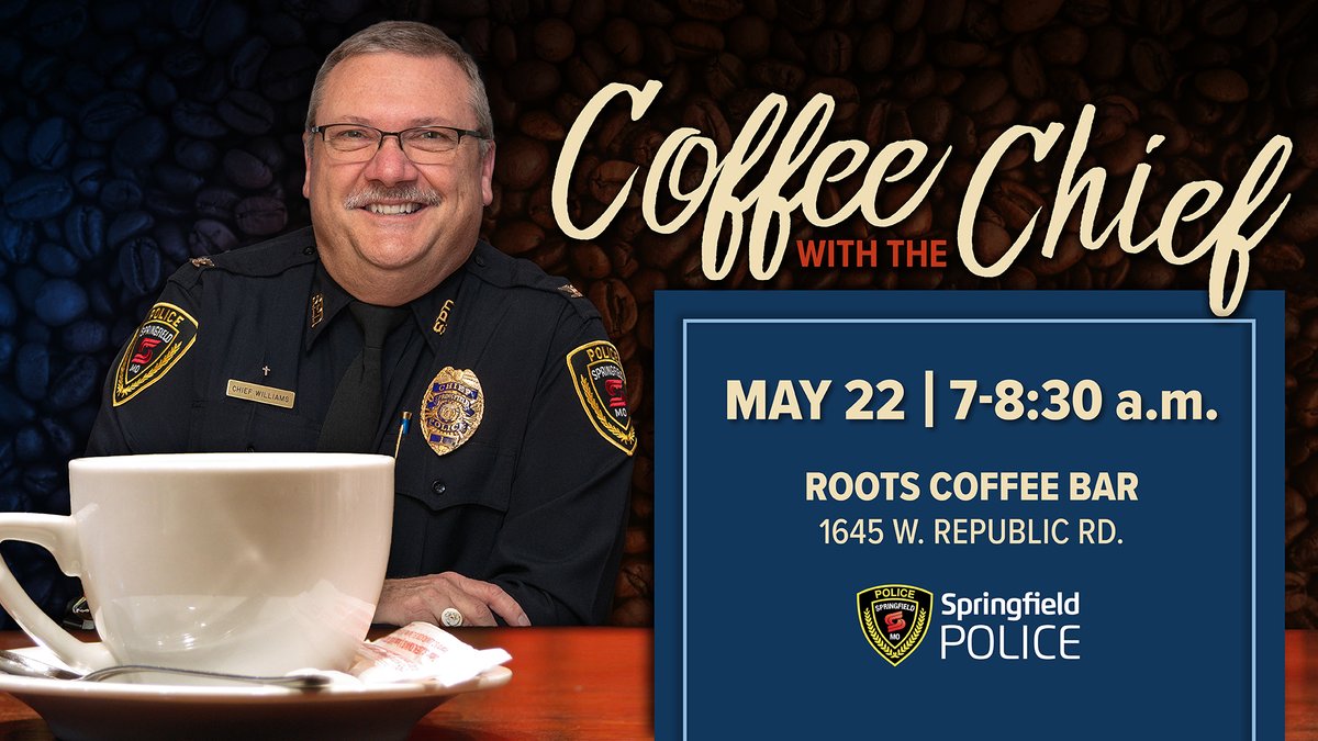 Will we see you next week for coffee with @chief_spd? We'll be at Roots Coffee Bar on Wednesday from 7-8:30. Stop by for a few minutes or the whole time!
