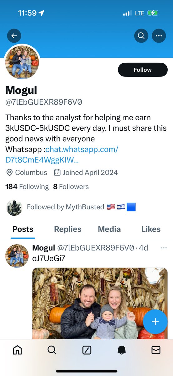 I am generally getting a few of these a day. The same bio in every single one of them. If you see this bio report for spam and block. They will always be different names.