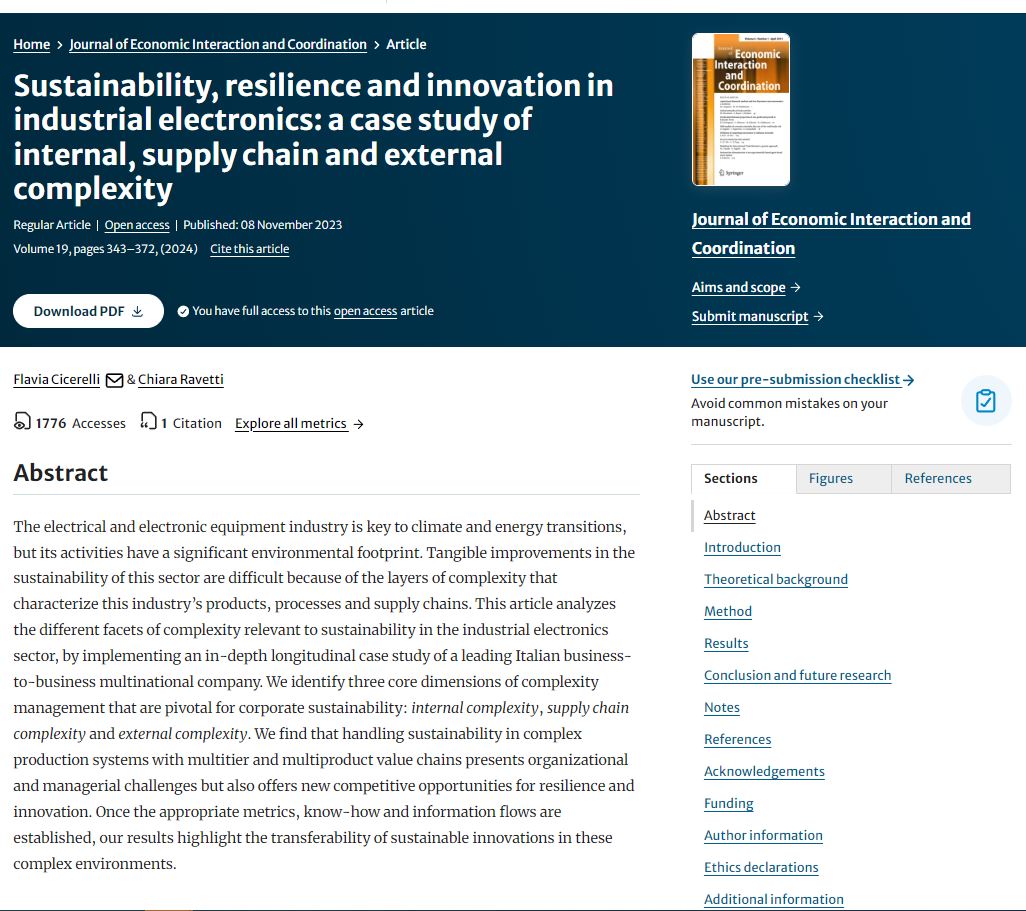 🔓 You have full access to this #OpenAccess article from JEIC: Sustainability, resilience and innovation in industrial electronics: a case study of internal, supply chain and external complexity by Flavia Cicerelli & Chiara Ravetti doi.org/10.1007/s11403…
