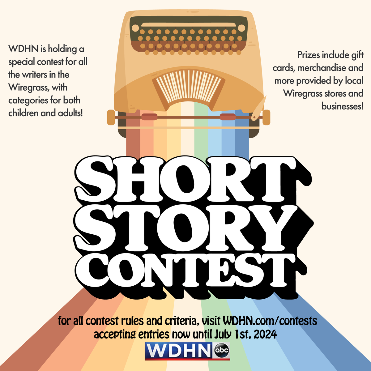WDHN is celebrating National Short Story Month with a contest to celebrate the writers of the Wiregrass. Anyone 12 and up is encouraged to write and submit a work of short fiction between 500 and 8,000 words for a chance to win prizes of up to $500!! wdhn.com/national-short…