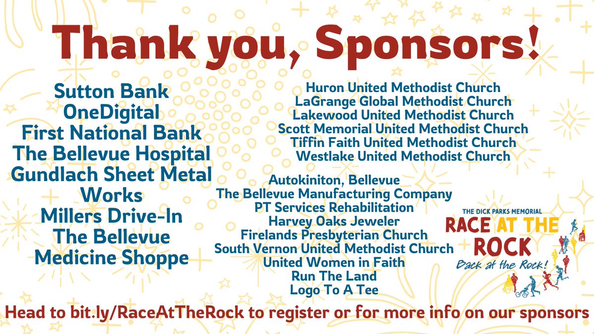Thank you to all of our 2024 race sponsors! We can't do it without you!

Register now or get more info on our sponsors here: flatrockhomes.org/events/race-at…

#FlatRockHomes #RaceAtTheRock #Sponsors