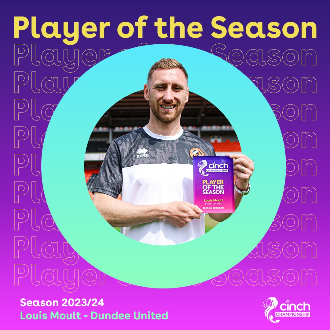 Congratulations to @dundeeunitedfc's Louis Moult, who has been named @cinchuk Championship Player of the Season for 2023/24!