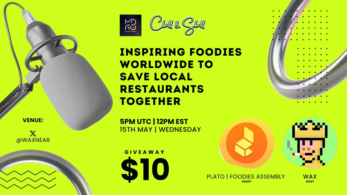 🚨 Only 1h  left to go ! 🚨 Join us as we host @Plato2Earn🍴 Let's inspire foodies worldwide to save local restaurants together! Remember, there's a $10 giveaway! 💰 Join here 👉 x.com/i/spaces/1nake… Set your reminders now! ⏰