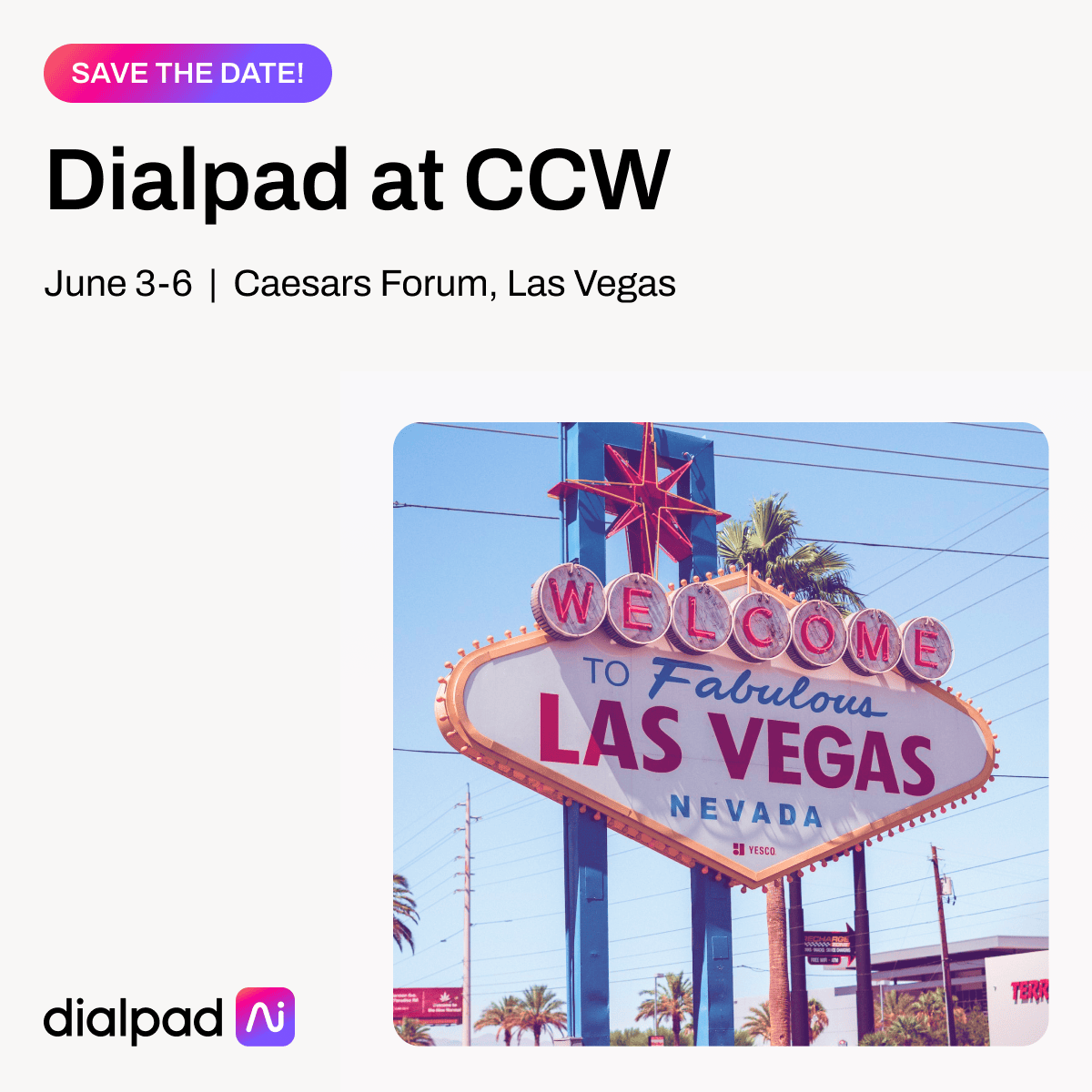 ✨ @Dialpad's a proud sponsor of #CCW Las Vegas! Join us and top industry experts as we delve into the latest trends and strategies shaping CX. To connect, learn, and elevate your customer experience with us, book a meeting here: bit.ly/4ajAZHb
