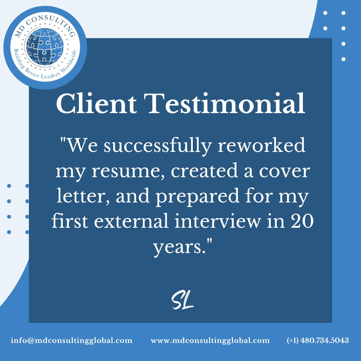 #resumerevamp #coverlettercreation #interviewprep #testimonial #careeradvice #jobsearchsuccess #professionaldevelopment #newbeginnings #jobinterview #resumeenhancement #MDConsulting