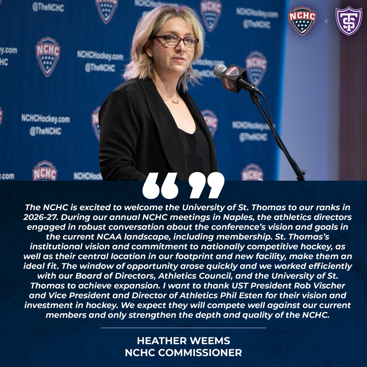 A new facility. Another team in the State of Hockey. And an even number of members. @Commish_Weems shares what makes @TommieMHockey a great fit for #NCHChockey 🗣️