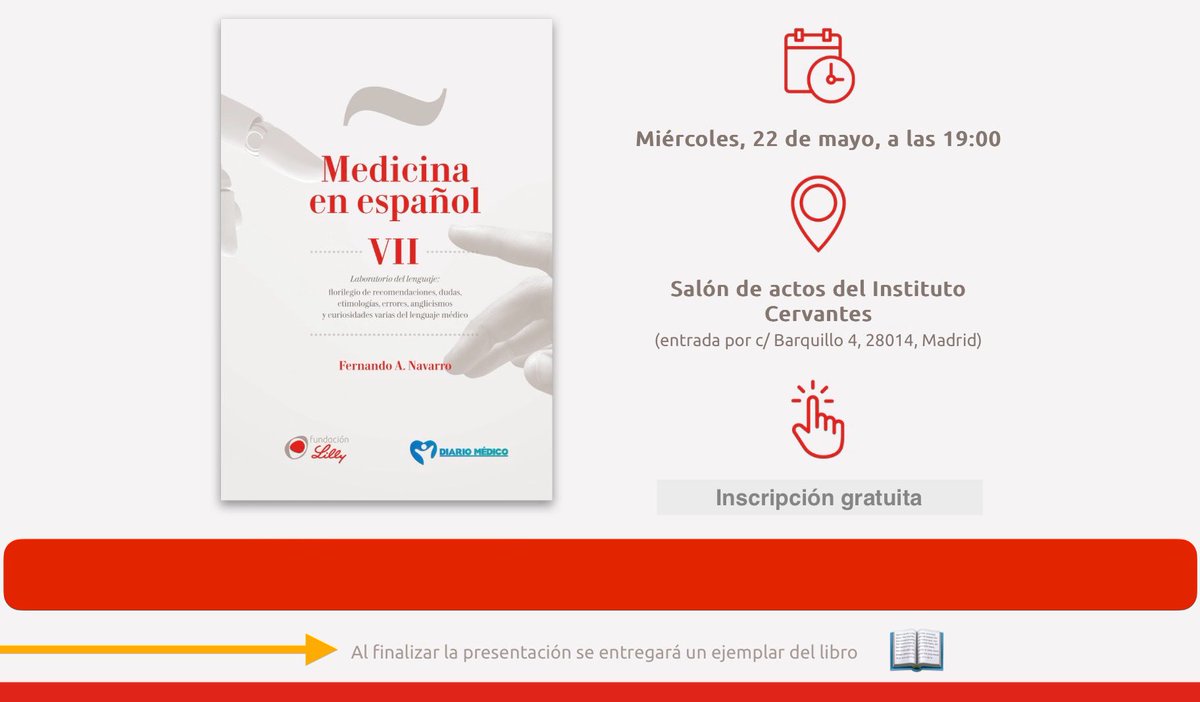 ¿Nos vemos en Madrid el miércoles 22 para la presentación de ‘Medicina en español VII’ en el @InstCervantes? 📣Habrá un ejemplar 📖 de regalo para todos los asistentes inscritos. ✅ Inscripción gratuita: images-editor-acmb.s3.amazonaws.com/images/acumbam…