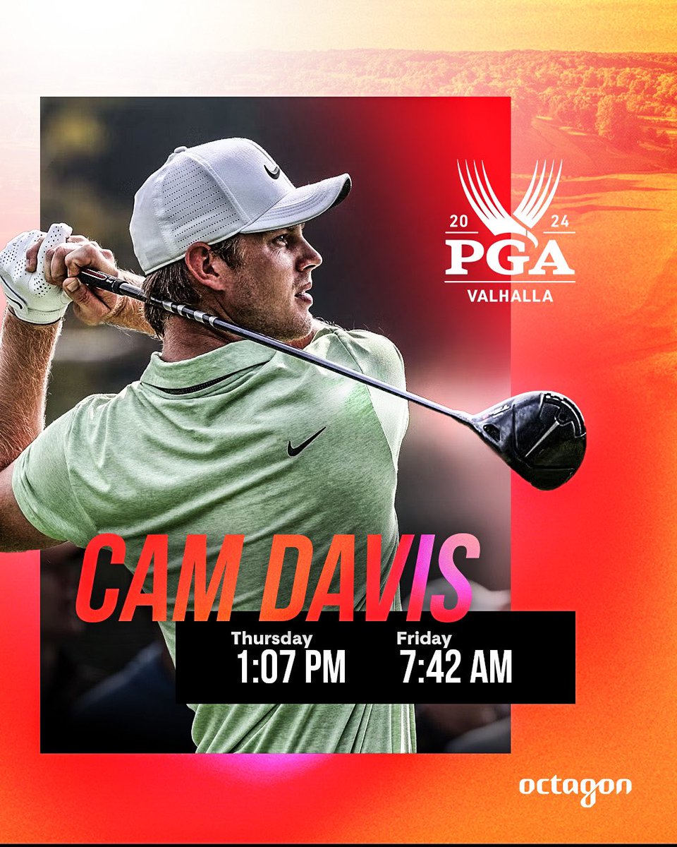 Best of luck to @camdavisgolf competing in the @PGAChampionship this week. 💪 Tee times 👇 ⛳️ Thursday: 1:07 PM ET ⛳️ Friday: 7:42 AM ET