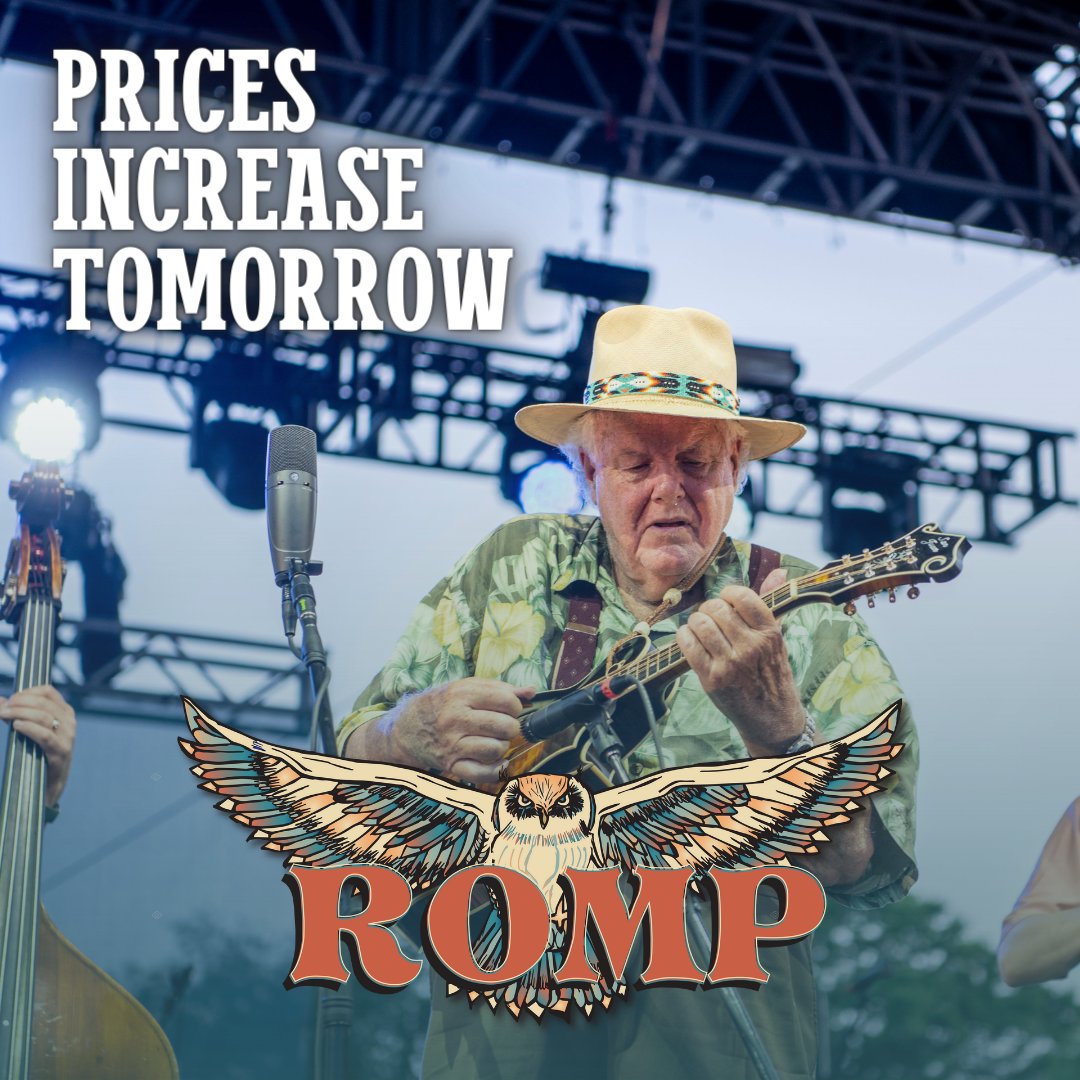 🚨Don't miss out! Prices for ROMP tickets are set to climb soon! Secure your spot before rates rise & join us for an unforgettable celebration of bluegrass bliss. Gather your crew, grab your tickets, & get ready to dance under the stars.📷 @alexmorganimage