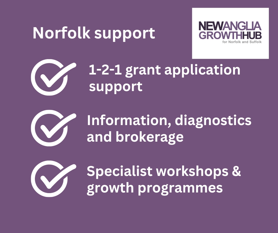Need BUSINESS SUPPORT? #Norfolk SMEs get in touch if you need help with #grants, funding, advice, courses & growth programmes.
📲 Fill in the form & we get started! newangliagrowthhub.co.uk/contact-us/ 
📞0300 333 6536

The Growth Hub is funded through #ukspf #businessgrowth #businessadvice