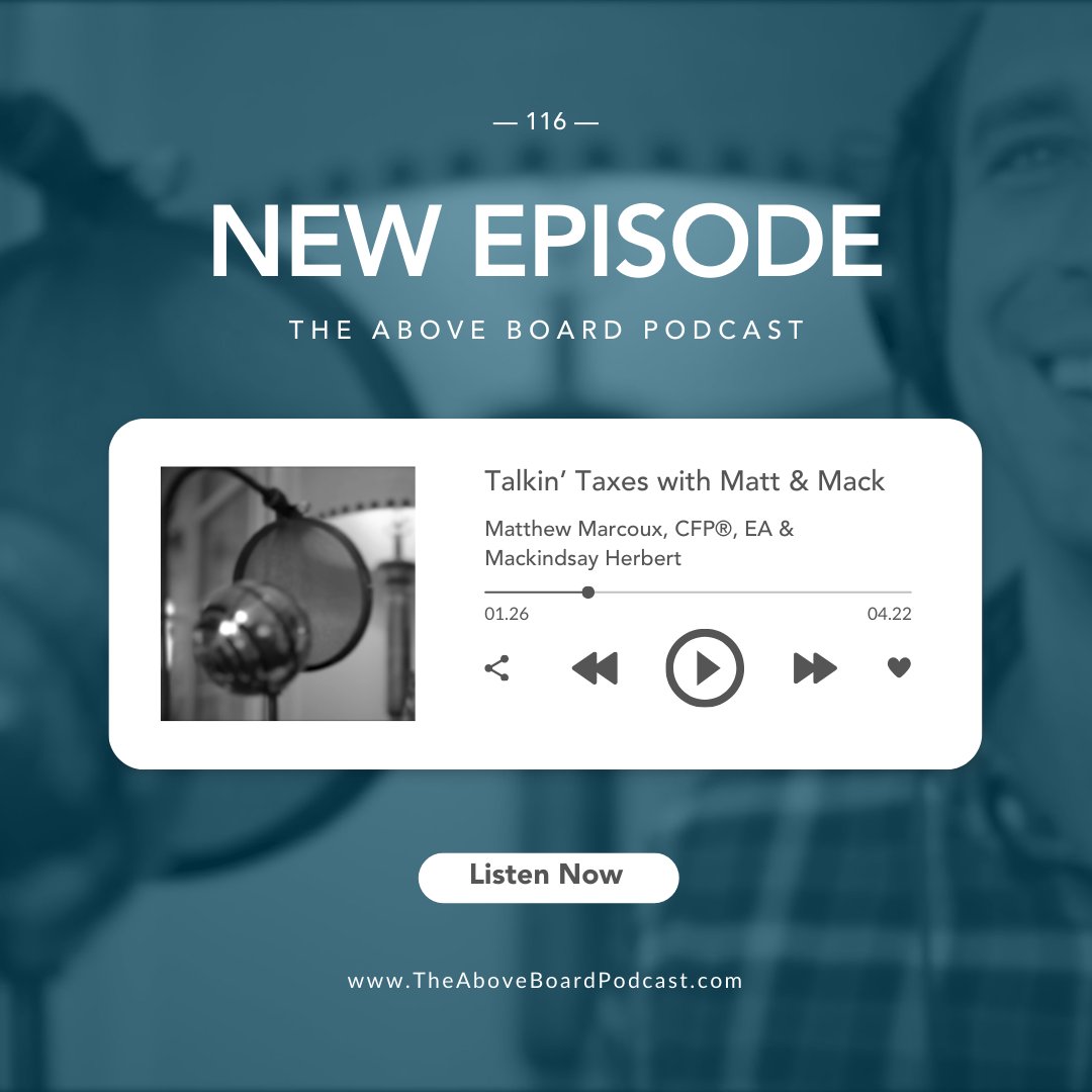 candorpath's tweet image. Tune in to The Above Board podcast for expert advice from our CandorPath tax team -- Matthew Marcoux and Mackindsay Herbert. From essential tips for beginners to strategies for navigating IRS interactions, this episode has everything you need 🎙️

#TalkinTaxes #NewPodcast