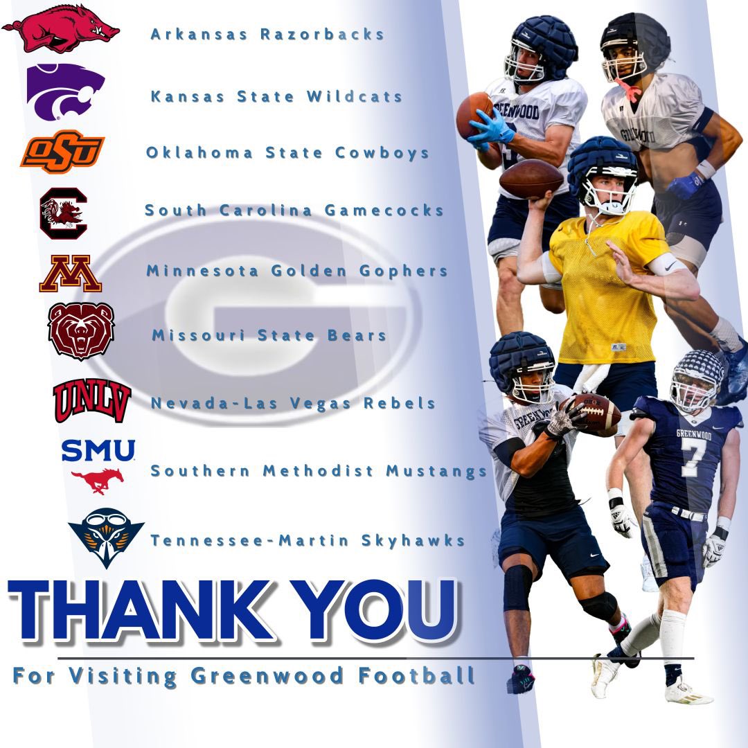 Thanks to all the College Coaches that took the time to come see all of us here at Greenwood!!