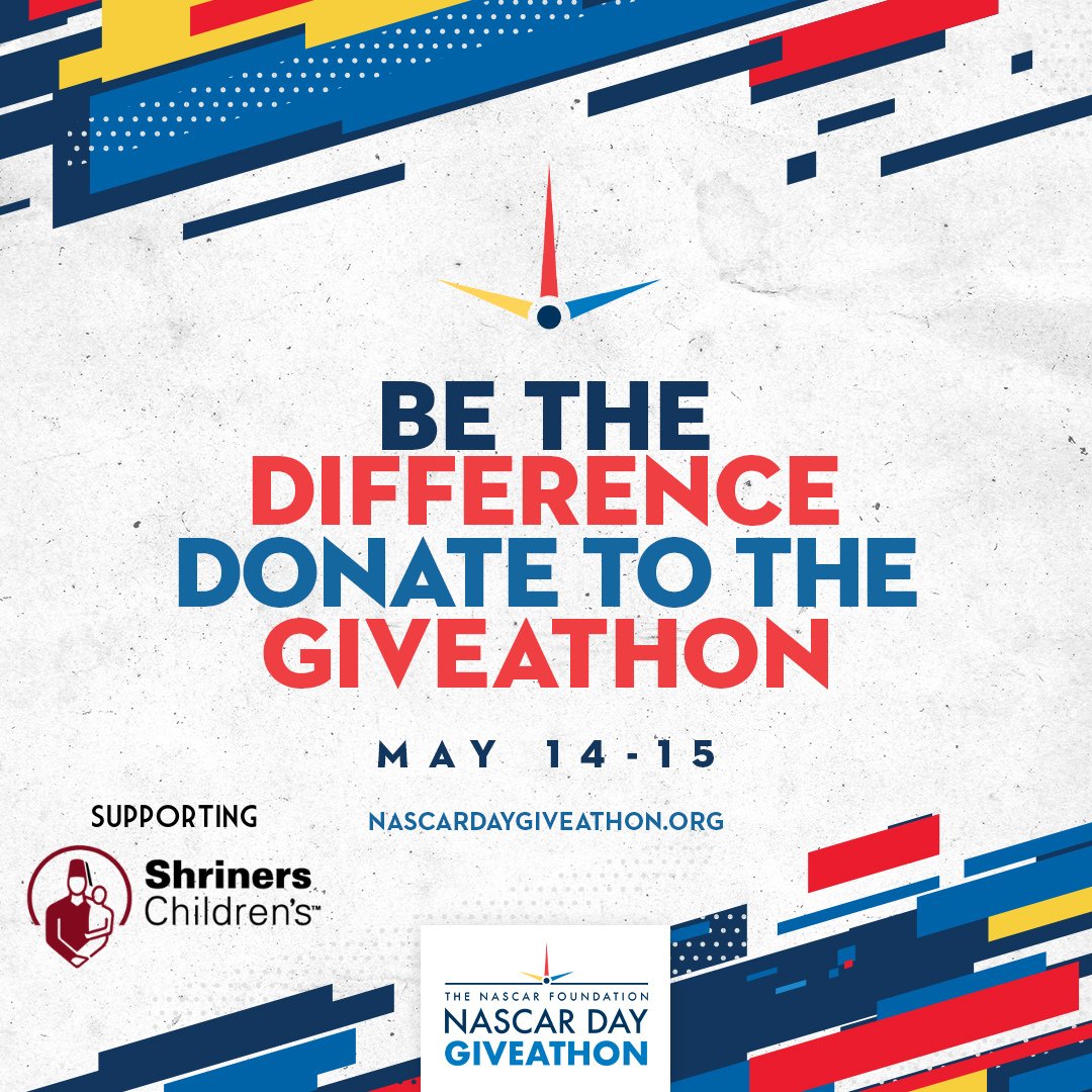 📢 LAST CHANCE! We’re excited to be partnering with @NASCAR_FDN on the 2nd annual NASCAR Day Giveathon! Through today, May 15, you can donate and be eligible for exclusive prizes from NASCAR!🏁 Visit ow.ly/wN7550RCher to learn more. #NASCAR #NASCARDayGiveathon