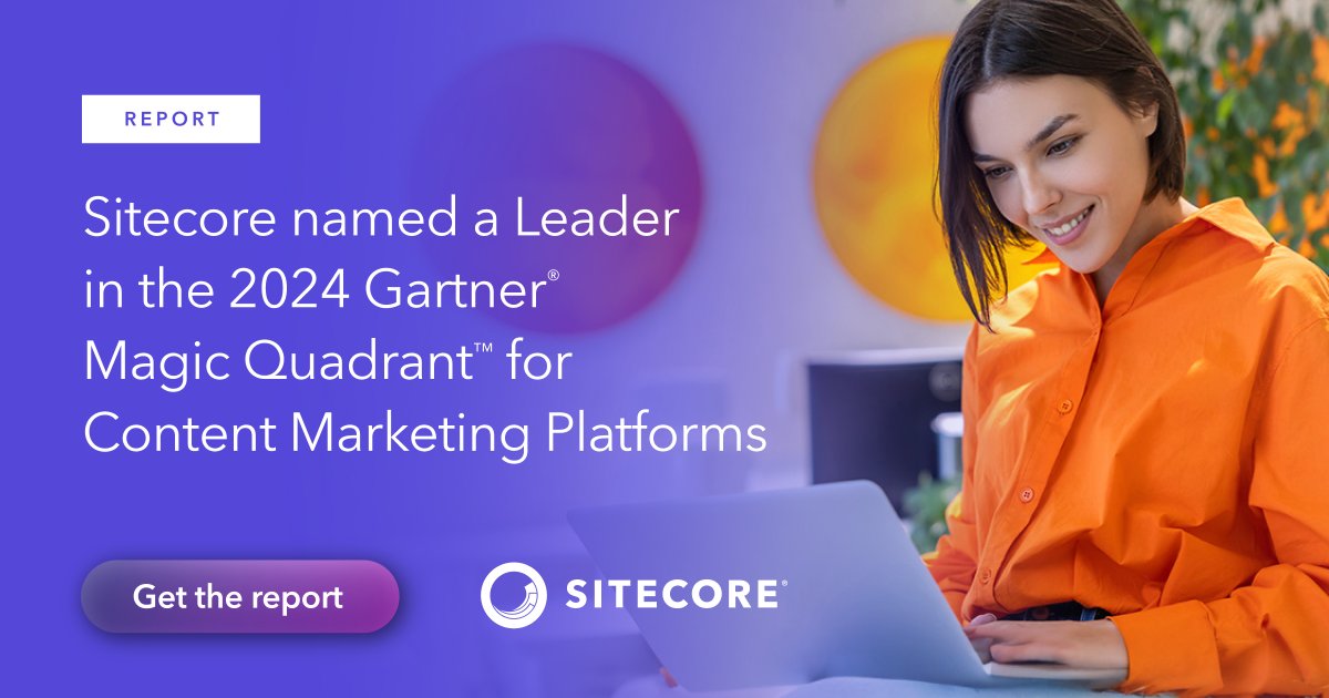 We’ve got some amazing news to share! Sitecore has been named a Leader in the 2024 Gartner® Magic Quadrant™ for Content Marketing Platform! Get the report to learn more: siteco.re/3QN5j63