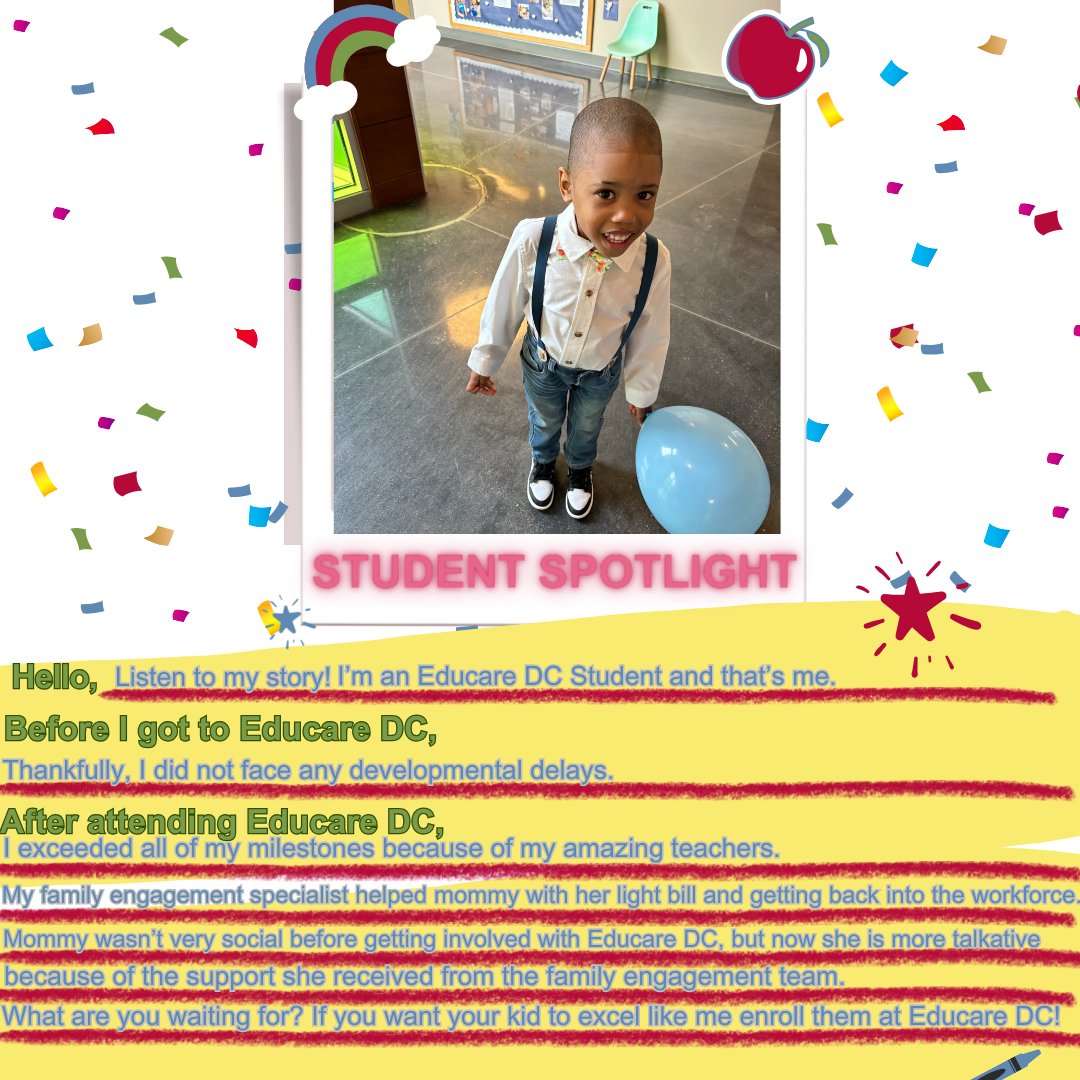 Here's another story for the books! Check out how this cutie's mom was supported by our family engagement team. Not only are we dedicated to securing the success of our students, we want parents to thrive too. What are you waiting for? #Enroll your little one at EducareDC! Share.