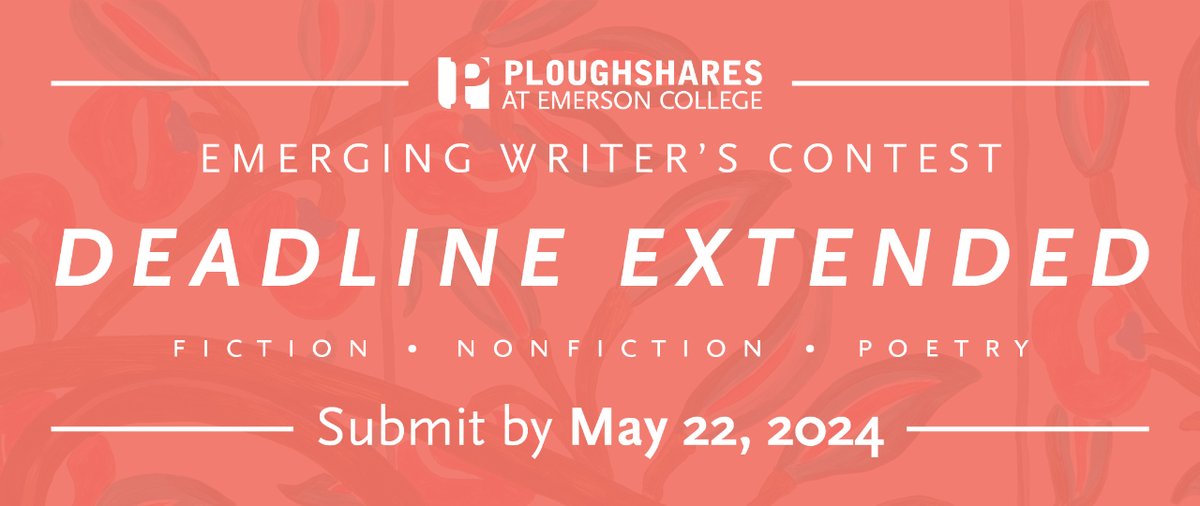 We've extended our deadline for the Emerging Writer's Contest to next Wednesday, May 22 at noon EST! Send us your fiction, nonfiction, and poetry for a chance to win $2,000, publication in Ploughshares, and a conversation with Aevitas Creative Management. pshr.us/ewc24