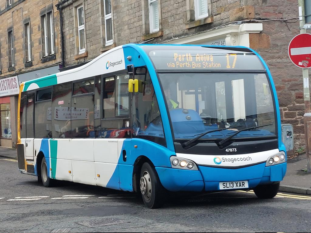 Stagecoach Perth Optare Solo M900SR 47873 SL13 XAR seen on Hospital Street running service 17 to Perth Aviva.