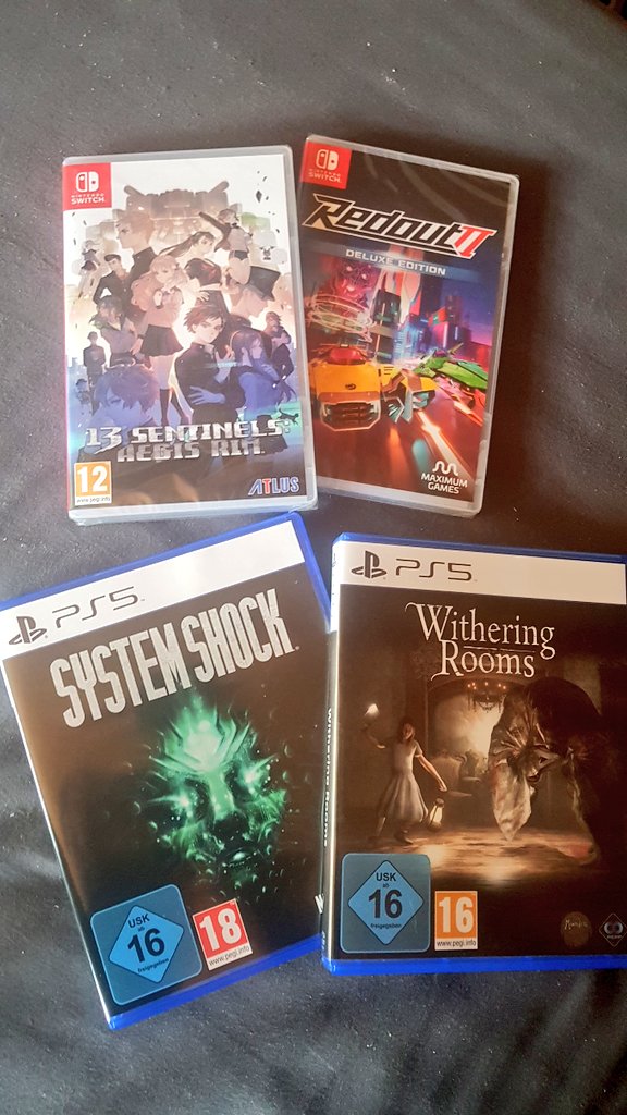 Solyant1's tweet photo. I've got a fever... and the only prescription is more #gaming! 😁
Today was a really good day! #MrPostman brought some really good stuff that I did not expect today 🤯 You see anything you like? #13Sentinels #Redout2 #SystemShock #WitheringRooms
#Switch #PS5 #gamersunite https://t.co/YsD0QRVyBV