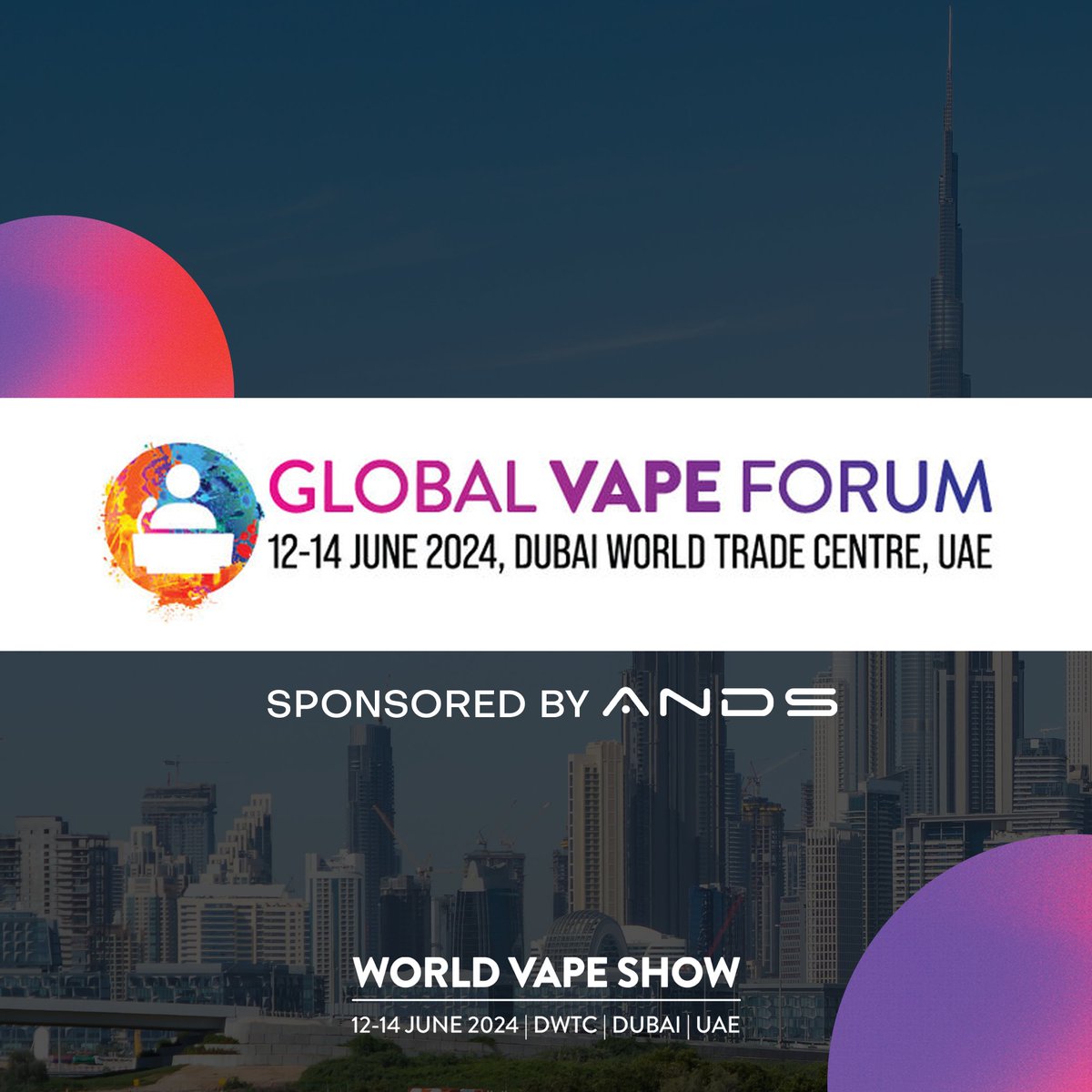 ands_corp's tweet photo. Proud sponsors of the Global Vape Forum this June at WVS! Get ready for insightful discussions with industry leaders from around the globe, including us! Don't miss out on the knowledge-sharing and networking opportunities ahead. See you there!​

#WVS2024 #GlobalVapeForum #ANDS https://t.co/73JABBm79w