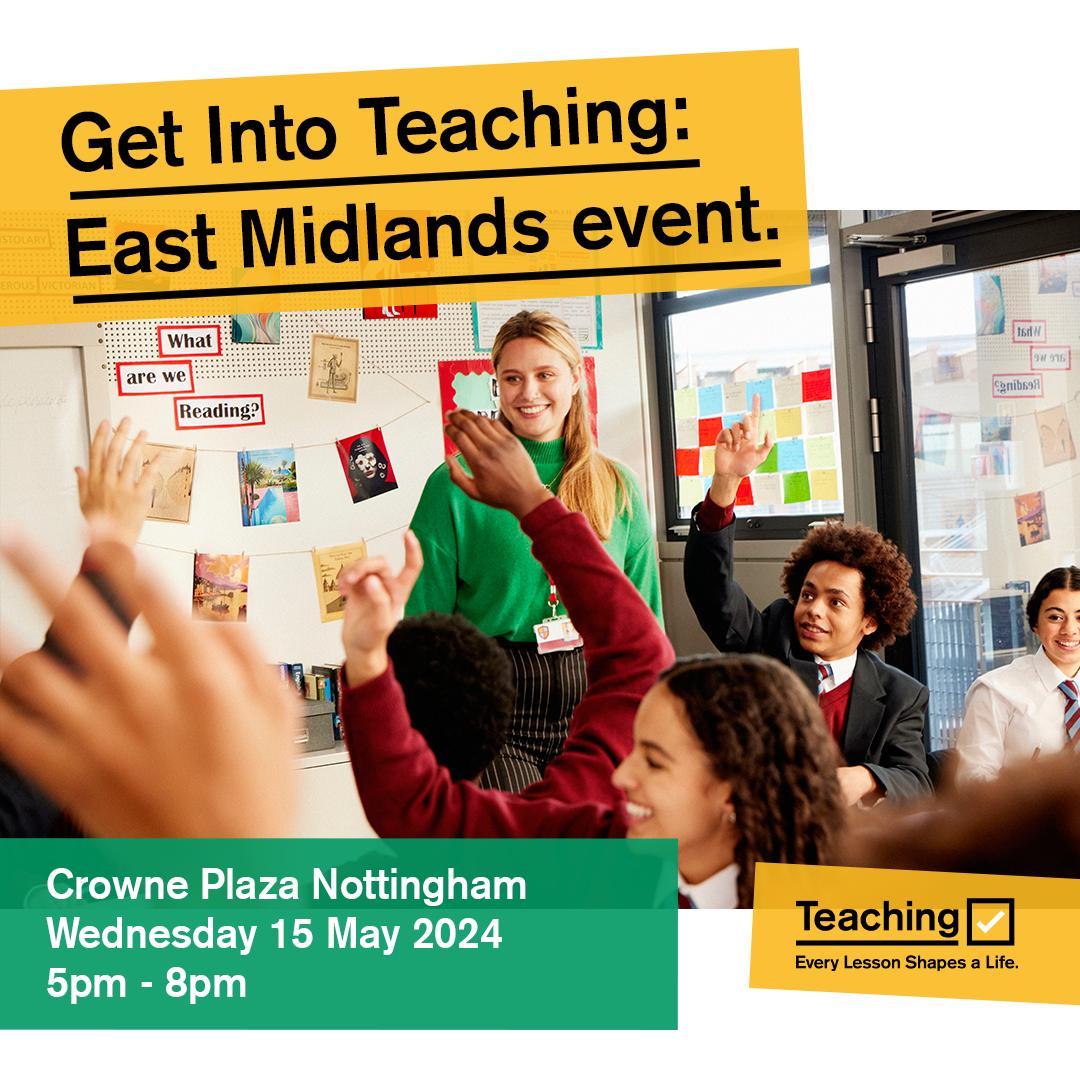 leicesterscitt's tweet photo. Tonight, we are at the Crowne Plaza in Nottingham, from 5pm to 8pm, talk to anyone interested in teacher training in Leicestershire.

Will we see you there...? https://t.co/TdO0foxKt9