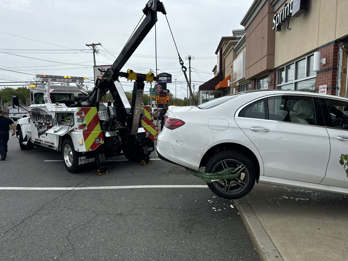 Saugus MA, car VS. building #1539 Broadway Rt-1 south @ LavanDa nail and Lash Salon. Minor injuries FD and inspectional services working the scene. <a href="/mcgarvey52/">Joe Spinetto</a> removing the car from the scene.