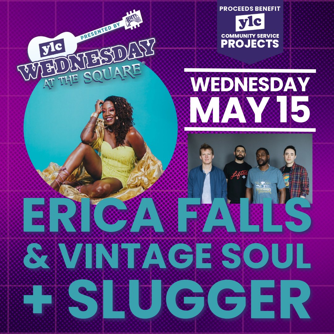 Today marks the last Wednesday at the Square for the 2024 season! Don’t miss your chance to see Erica Falls & Vintage Soul and Slugger, presented by Morris Bart, light up the stage with their unforgettable performances. Come celebrate the finale with us! 🎶🌟