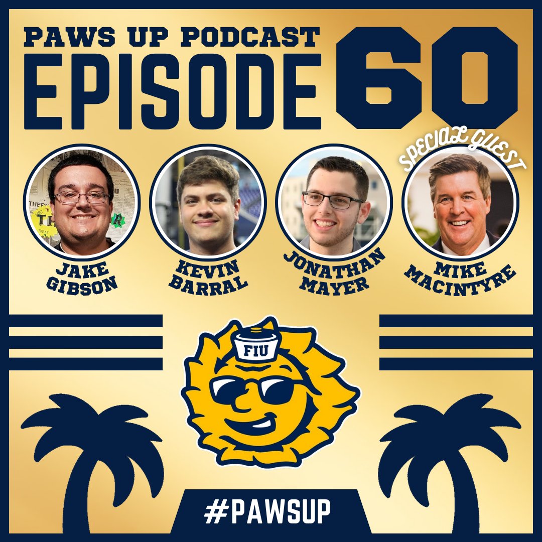 GRAB YOUR PLAYBOOKS! 🏈 Episode 60 of the Paws Up Podcast drops tonight at 8pm, featuring @CoachMikeMac of @FIUFootball! #FIU | #Panthers | #PawsUp