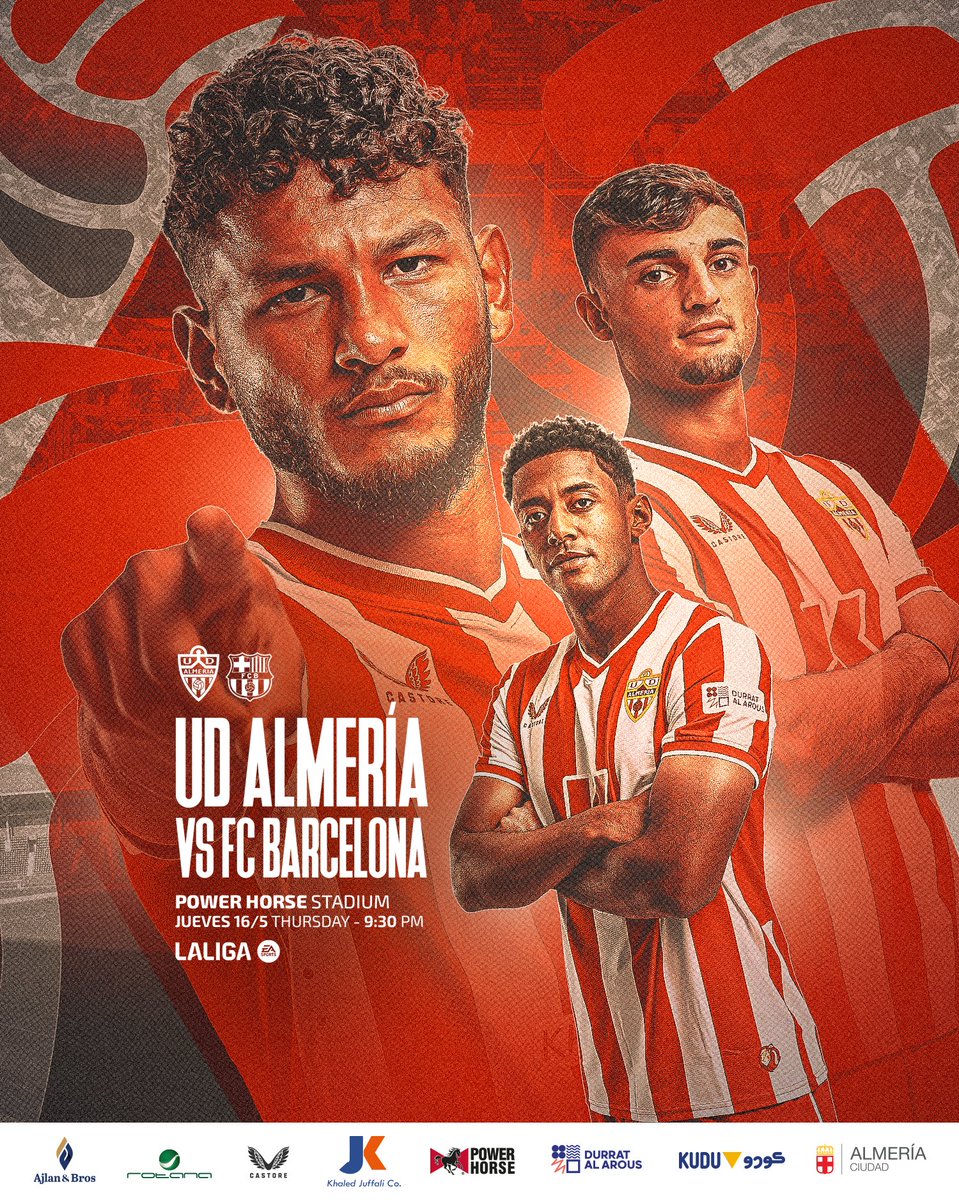 UD Almería (@u_d_almeria) on Twitter photo 𝐌𝐚𝐭𝐜𝐡𝐝𝐚𝐲
⚽️ Os esperamos en casa, rojiblancos 🔴⚪️
🆚 <a href="/FCBarcelona_es/">FC Barcelona</a>.
⌚️ 21:30 h.
🏟 Power Horse Stadium.
📺 <a href="/MovistarFutbol/">Fútbol en Movistar Plus+</a>.
📻 #UDARadio.
#AlmeríaBarça ⚔️ 𝐌𝐚𝐭𝐜𝐡𝐝𝐚𝐲
⚽️ Os esperamos en casa, rojiblancos 🔴⚪️
🆚 <a href="/FCBarcelona_es/">FC Barcelona</a>.
⌚️ 21:30 h.
🏟 Power Horse Stadium.
📺 <a href="/MovistarFutbol/">Fútbol en Movistar Plus+</a>.
📻 #UDARadio.
#AlmeríaBarça ⚔️