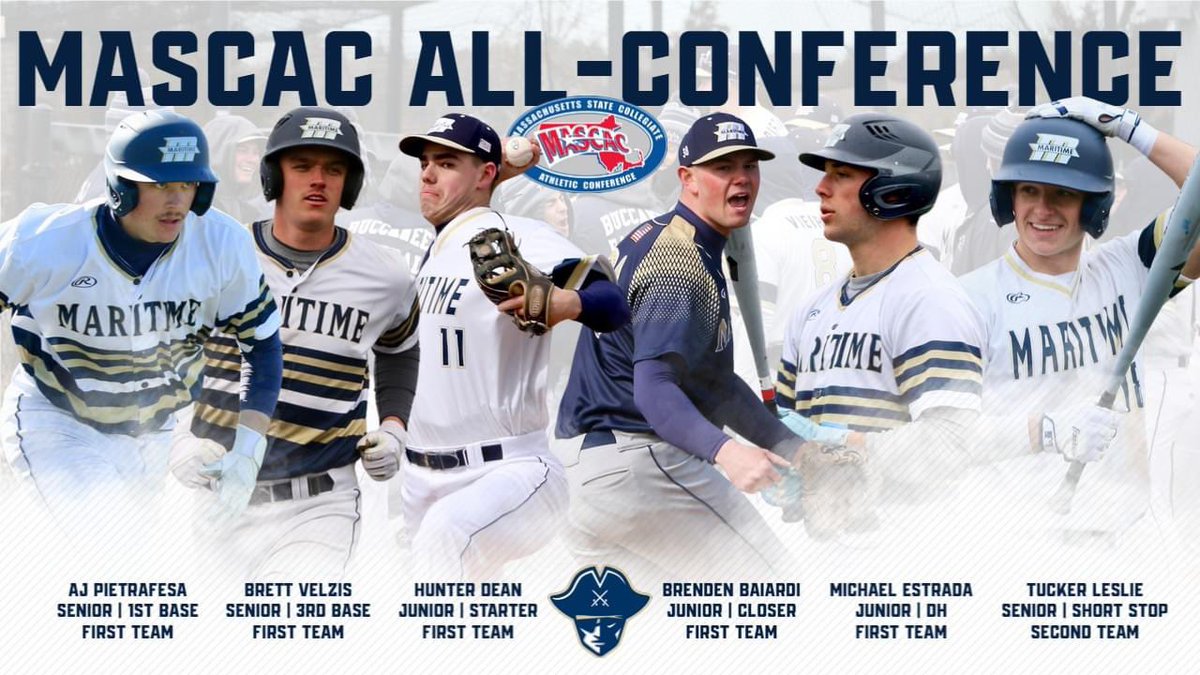 Congratulations Bucs! Six @Maritime_Bucs were named to the @mascacsports All Conference team this morning! We couldn’t be more proud you! Thank you for all you’ve done to battle through this season. Go Bucs! #BucBall🏴‍☠️ #oneteamonefaMily #DefendtheBay #AnchorDown⚓️