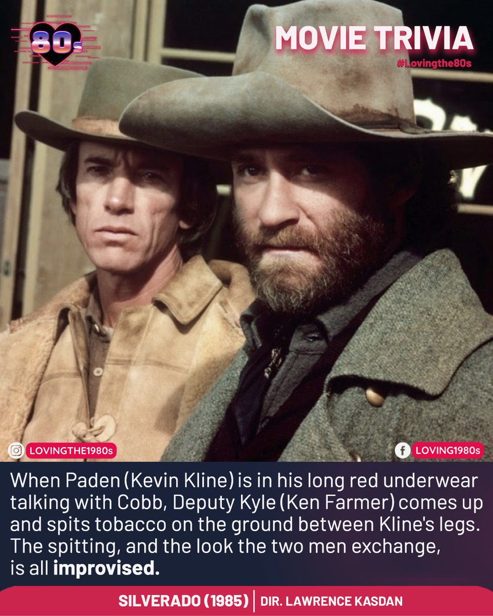 Movie trivia: Silverado (1985). 📷 #Lovingthe80s #80sNostalgia #KevinKline #KenFarmer #Silverado