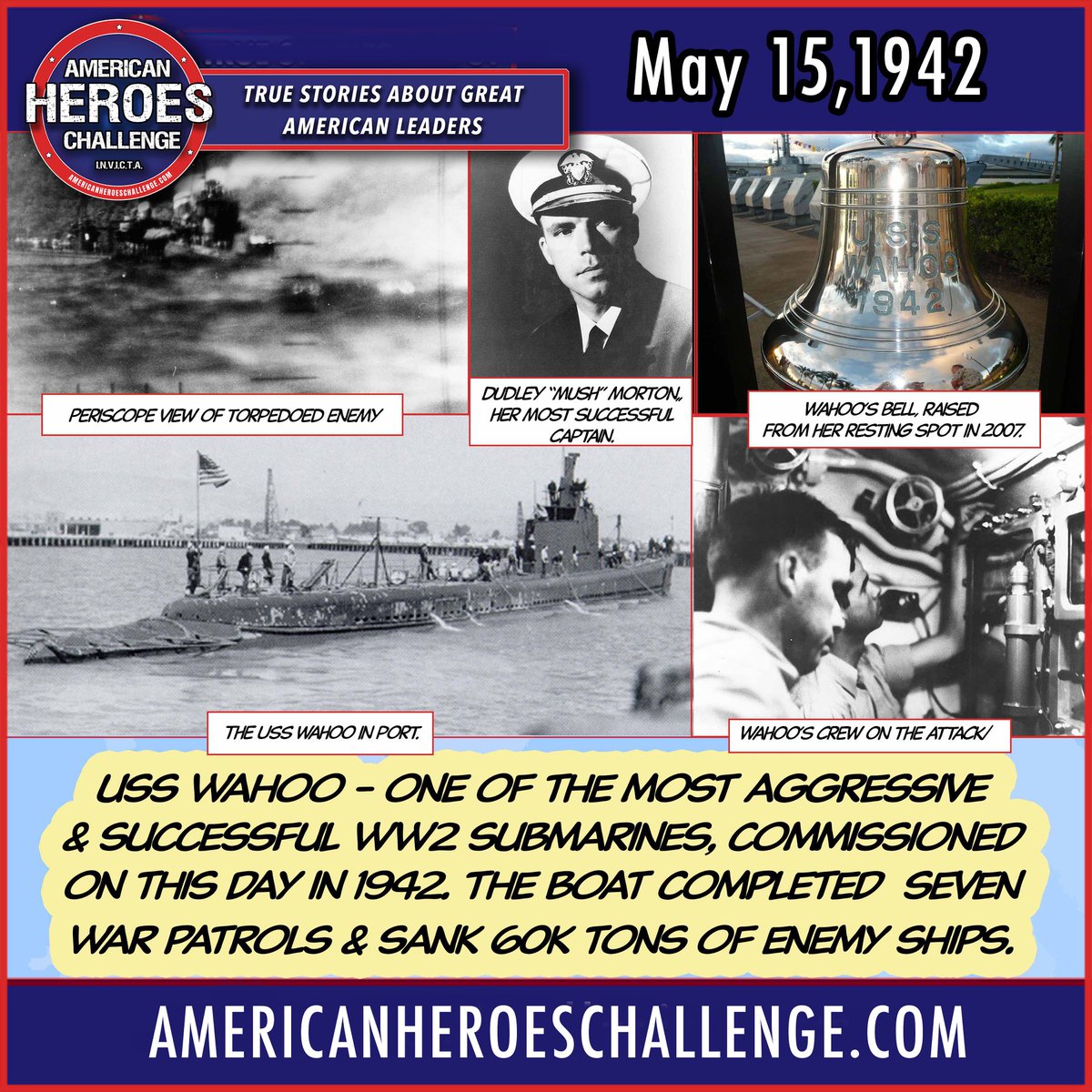 USS Wahoo was commissioned on this day - one of the most aggressive and successful submarines of World War II! Great American leaders and heroes sailed her. Honor and remember!