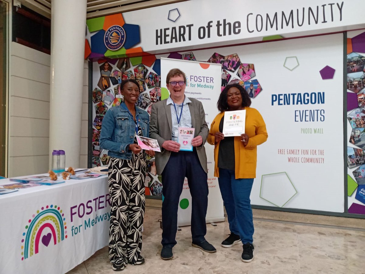 Brilliant to be at the ‘heart of the community’ in the Pentagon, Chatham this morning. With social worker Angela D & therapeutic worker Marian L sharing special ‘fostering moments’. See you again at Dockside shopping centre next week ⁦@medway_council⁩