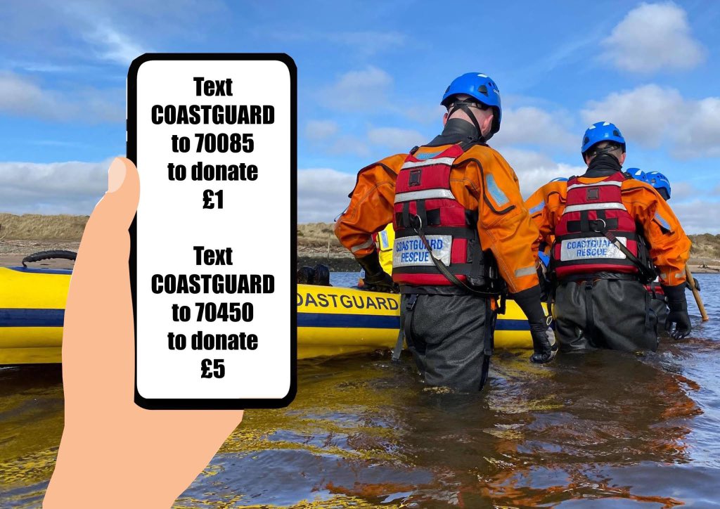 We are delighted we are now able to receive donations via SMS text message. Text the word COASTGUARD to 70085 to donate £1 or 70450 to donate £5. Standard network rates apply. Help us help coastguards and their families in their time of need #999Coastguard #SARFamily