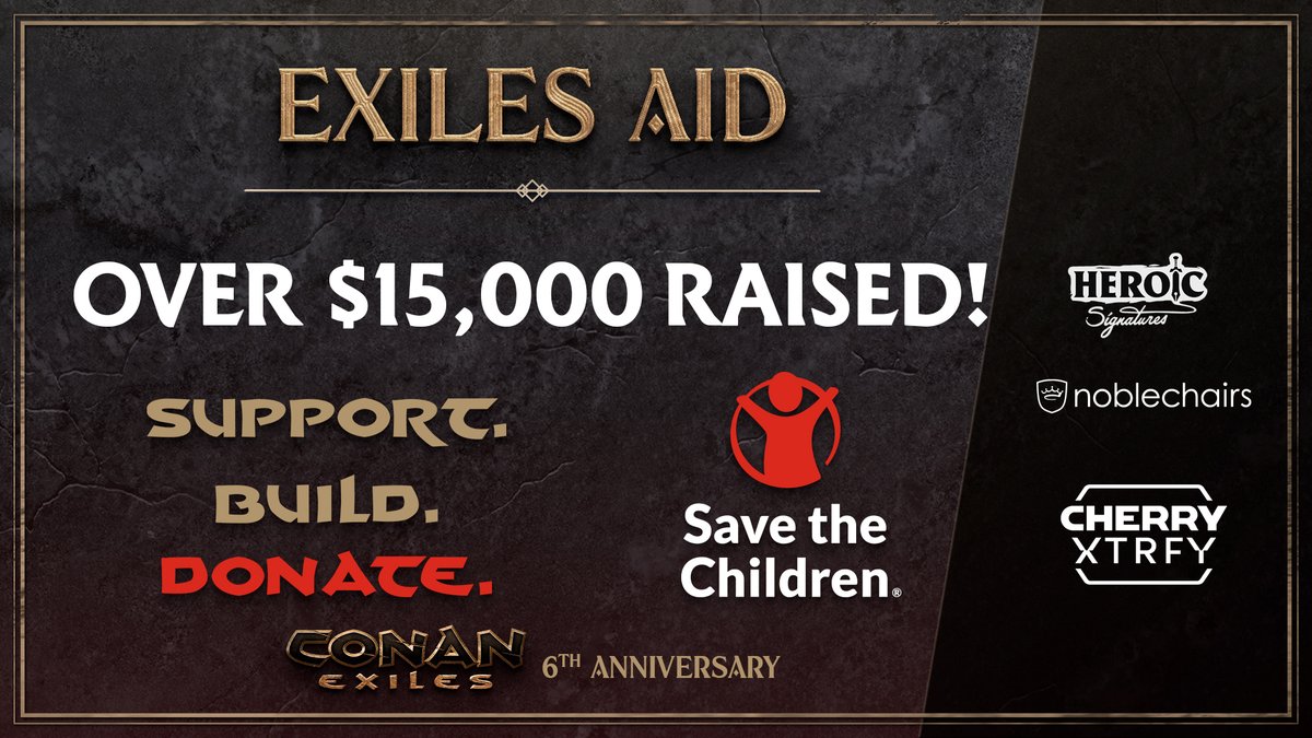 Exiles Aid has concluded! 👏

Thank you to everyone who donated to our campaign and a massive THANK YOU to the team over @NeebsOfficial for helping us raise over $15,000 for @SavetheChildren!