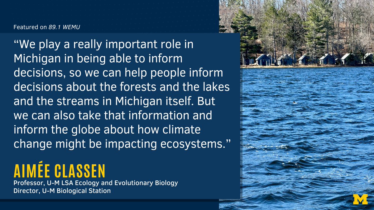 University of Michigan (@umich) on Twitter photo As part of its free summer lecture series, <a href="/UMBS/">UM Biological Station</a> will host distinguished scientists, artists and authors from across the U.S. <a href="/UMichEEB/">UMich Ecology and Evolutionary Biology</a> professor Aimée Classen joined <a href="/WEMU891/">89.1 WEMU</a> to discuss how the series will extend U-M's community reach across the state. myumi.ch/M6z8A As part of its free summer lecture series, <a href="/UMBS/">UM Biological Station</a> will host distinguished scientists, artists and authors from across the U.S. <a href="/UMichEEB/">UMich Ecology and Evolutionary Biology</a> professor Aimée Classen joined <a href="/WEMU891/">89.1 WEMU</a> to discuss how the series will extend U-M's community reach across the state. myumi.ch/M6z8A