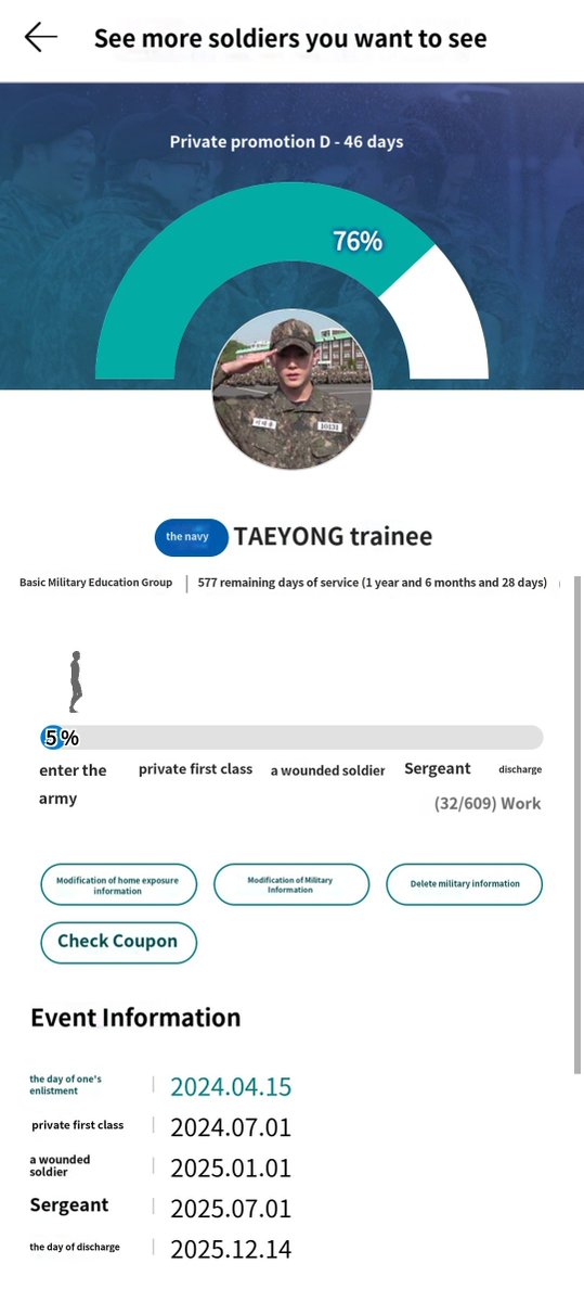 240516 #TAEYONG Training Days (5 Weeks) - 32th day of training - 5th week of training (D-1 graduation!) D+32 Enlistment D-577 Discharge #AlwaysHereTaeyong #언제나_태용이편