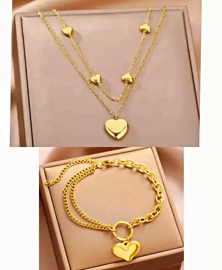 #YCCOCollections #newarrival:#silvernecklace wit #lovependant :8,000naira, #matching #bracelet:7,000naira.#goldnecklace:8,000naira, #goldbracelet:7,000naira. #highquality,#nontarnish&#allergyfree 

#lagosjewelrystore 
#lagosjewelryseller 
#lagosjewelryshop 
#lagosjewelryvendor