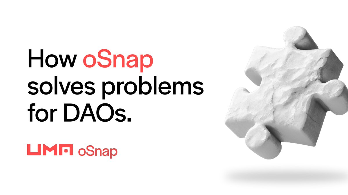 DAOs are exciting.

They have the potential to change how people coordinate with each other across the globe.

However, the path to true decentralized governance is filled with challenges.

oSnap is here to change that. Here’s how. 🧵

medium.com/uma-project/ho…