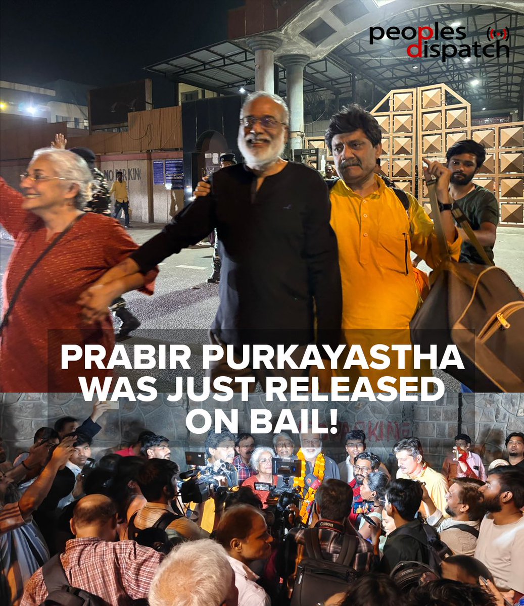 PRABIR PURKAYASTHA, FOUNDER OF NEWSCLICK, IS FREE!! The founder of @newsclickin Prabir Purkayastha was just freed after the Supreme Court ruled that his arrest was illegal and granted him bail.