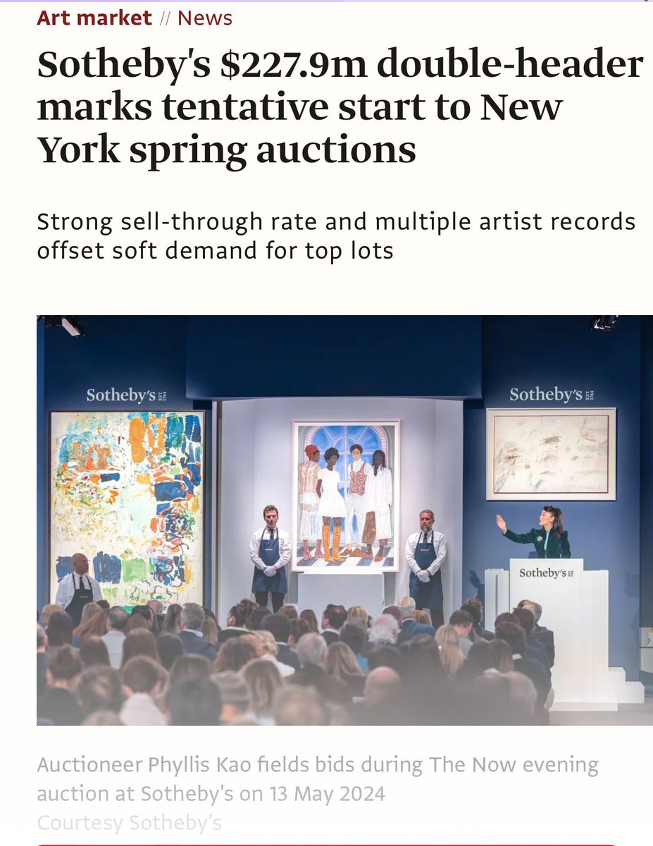 Incredible success by Sotheby’s, the world often forgets the power of contemporary art and how it can connect different communities and ages. Thank you to all artists, curators, collectors, for making our life so incredible.

news.artnet.com/market/by-the-…