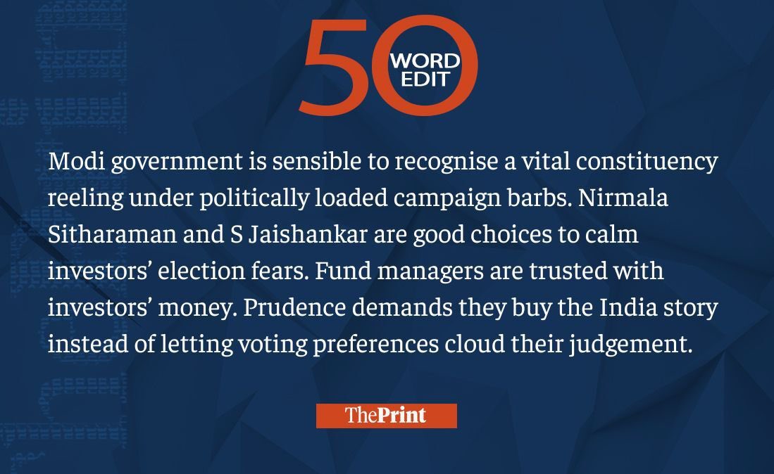 Our #50WordEdit on Modi Govt effort to calm the markets