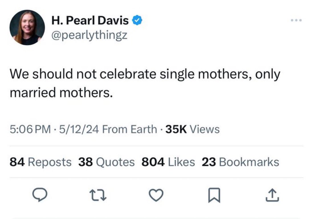 There is a massive difference between an irresponsible woman who sleeps around and won’t settle down, especially those who use that to scam multiple men into paying child support (yes, that happens), and a woman who lost her husband, was abused, or raped. The reason Pearl gets