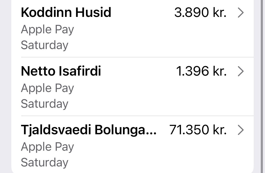 Fór í sund á Bolungarvík um helgina og borgaði 71350kr
Hverrar krónu virði 👌