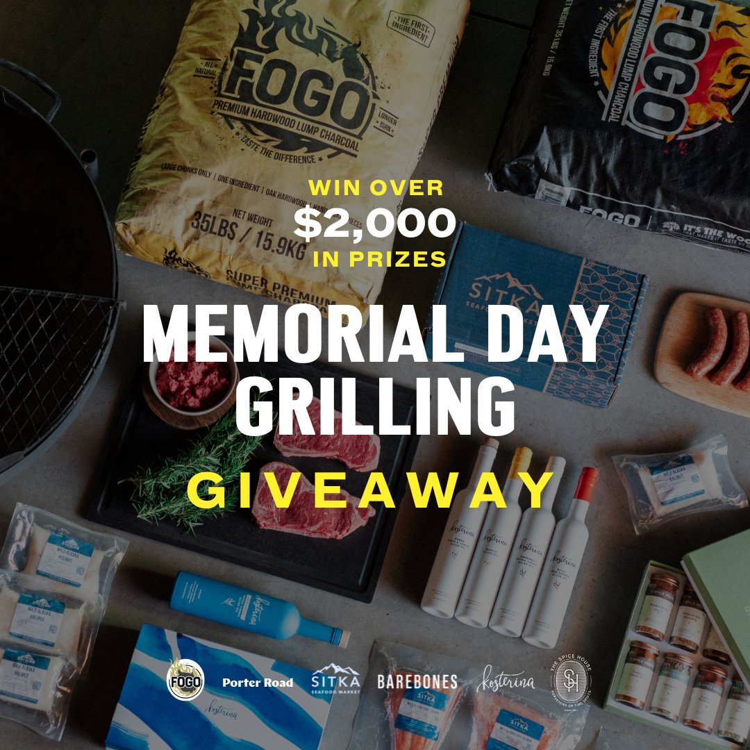 We're giving one lucky winner over $2,000 in prizes from Porter Road, Barebones Living, Sitka Seafood Market, Fogo Charcoal, The Spice House and Kosterina! ⬇️

l8r.it/9nuR