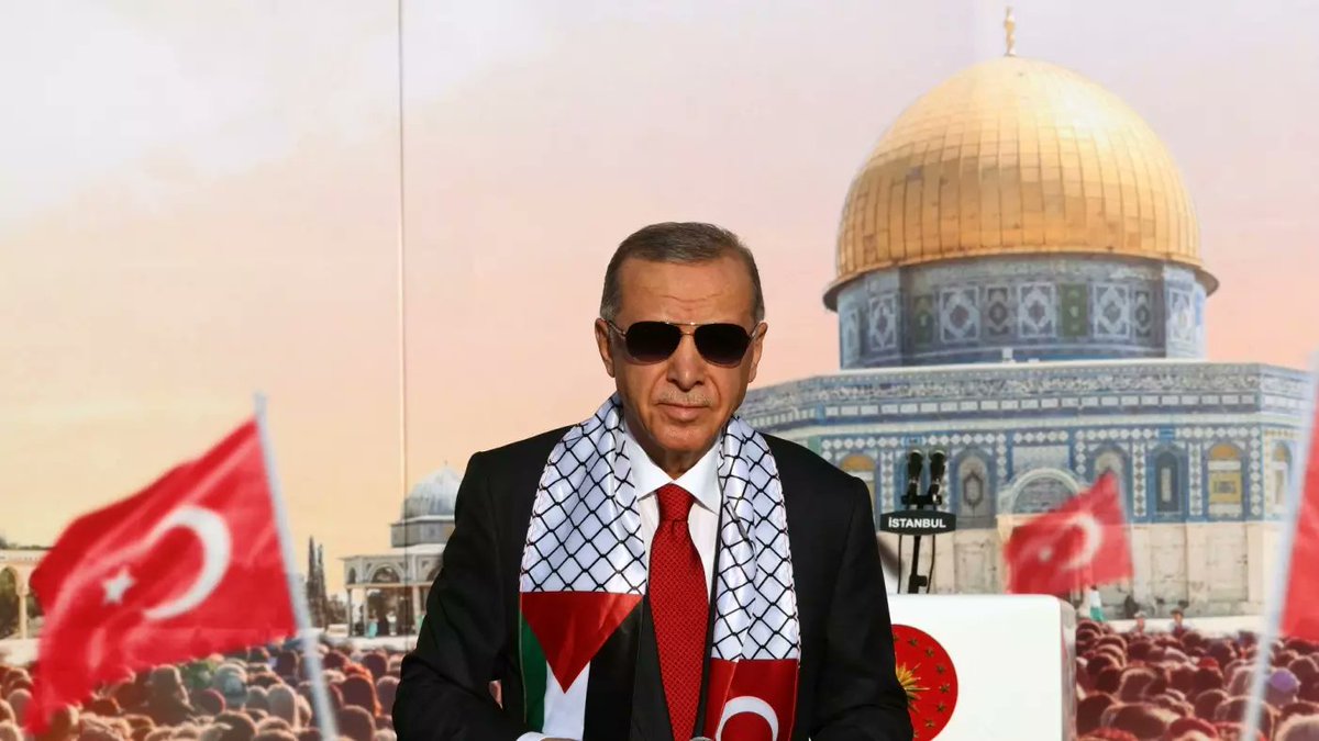 Cumhurbaşkanı Erdoğan, “İsrail sadece Gazze'deki Filistinlilere saldırmıyor; [o] bize saldırıyor. Hamas Gazze'de Anadolu'nun ileri savunma hattıdır' dedi. (Ragıp Soylu-MEE)