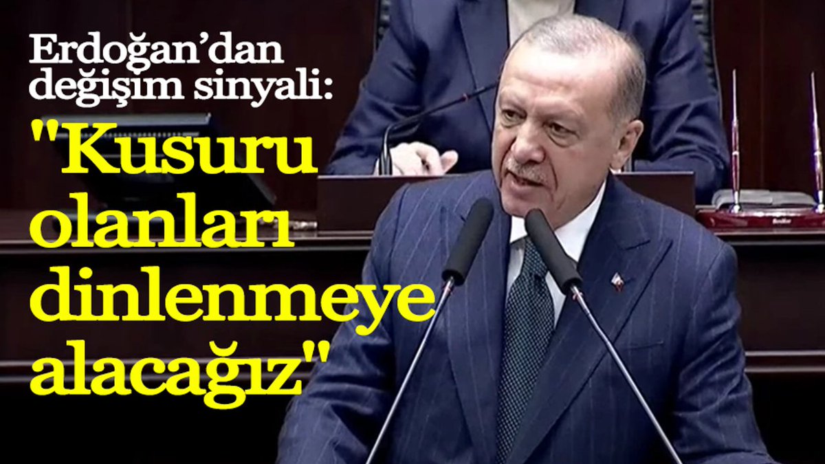 Cumhurbaşkanı Erdoğan, AK Parti Grup Toplantısı'nda değişim mesajı verdi. 🔹️Erdoğan, ''Yorulan arkadaşlarımız varsa, kusuru olanlar varsa, kardeşlik hukukumuzu koruyarak onları dinlenmeye alacağız.'' SENİNLEYİZ REİS 🇹🇷 #DevletimizinYanındayız