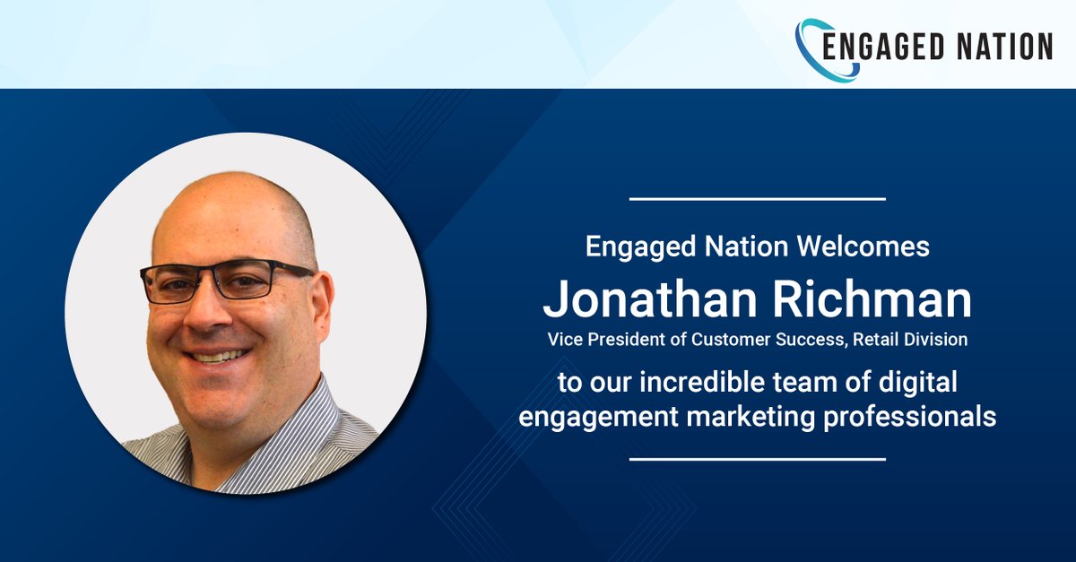 Engaged Nation welcomes Jonathan Richman, Vice President of Customer Success, Retail Division, to our hardworking team! He is a passionate brand champion and change agent known for creatively addressing key issues and driving winning strategies. #ExperientialMarketing