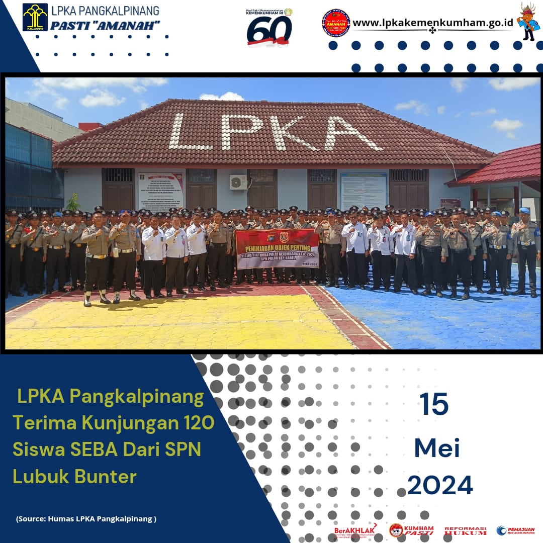 lpkapkpinang's tweet photo. LPKA Pangkalpinang Terima Kunjungan 120 Siswa SEBA Dari SPN Lubuk Bunter.
@Kemenkumham_RI
@kumham_babel
@LPKAPkpinang
Harun Sulianto
#KumhamBabel
#HarunSulianto
#LPKAPkpinang https://t.co/oZnuPZM60D