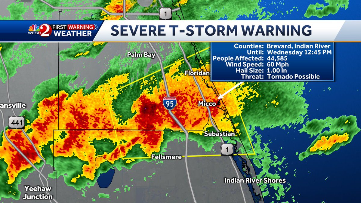 Here's a closer look at where the Severe Thunderstorm Warning is. Stay with @WESH 2 News... #WESHwx